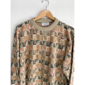 Tricots St. Raphael sweater Vintage classic geometric casual men's L USA made